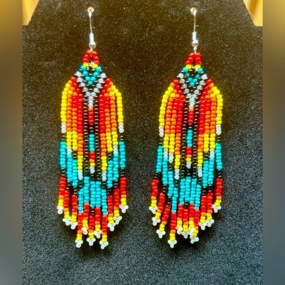 NEW Boutique Western Beaded Tassel Fishhook Fashion Earrings in Glass Rice Beads - Picture 7 of 11